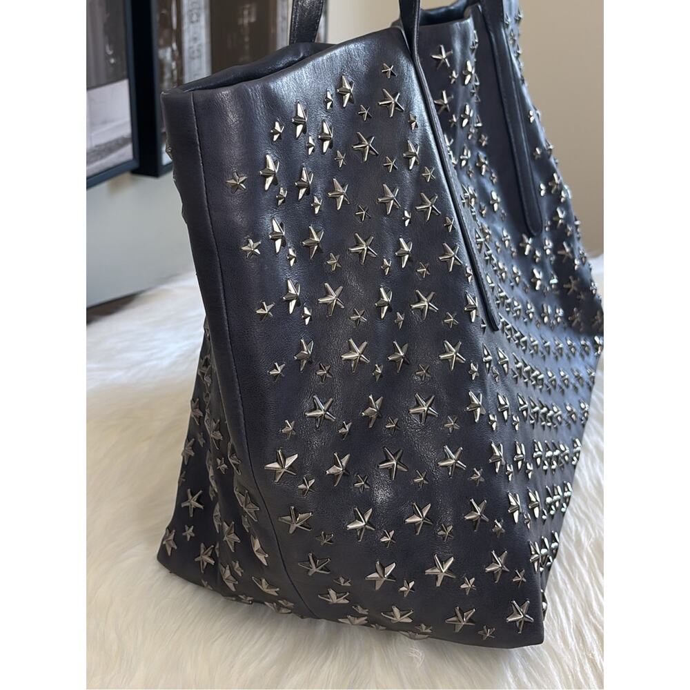 JIMMY CHOO Studded Star Leather Tote Bag - Navy Blue - Picture 8 of 12